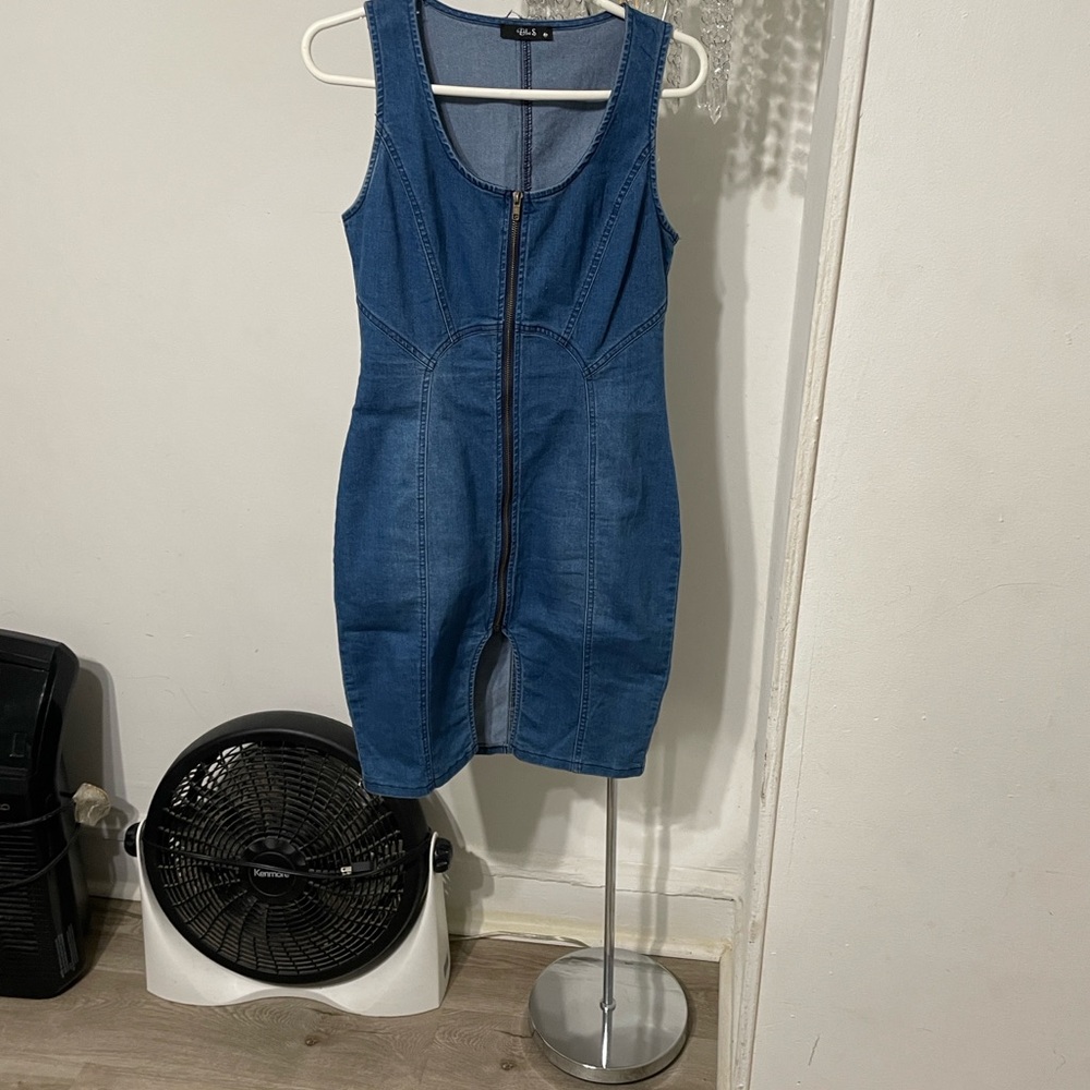 Blue Denim Sleeveless Dress